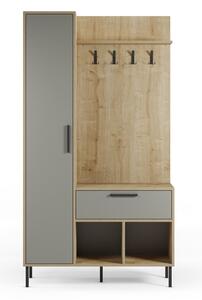 Zielono-naturalny zestaw do przedpokoju w dekorze dębu 108x195x35 cm Heidy – Marckeric