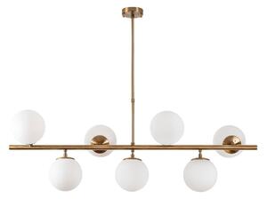 Biała/w kolorze mosiądzu lampa wisząca ze szklanym kloszem Fazli – Opviq lights