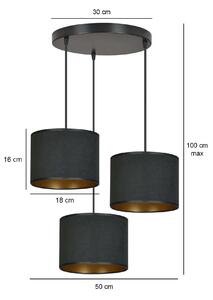 Hilde 3 Bl Premium Black Lampa Wisząca Abażury Regulowana Nowoczesna