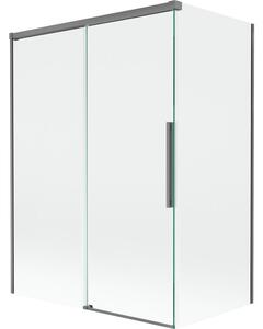 Mexen Rox parawan nawannowy 2-skrzydłowy rozsuwany 120 + 70 x 150 cm, transparent, gun metal - 8C9-120-070-95-00