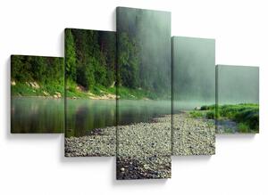 Obraz - rzeka przy lesie (125x70 cm)