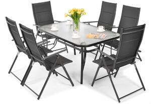 Czarny zestaw ogrodowy 6-osobowy - stół PORTO i 6 krzeseł MODENA