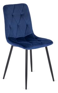 Granatowe welurowe krzesło do pokoju - Voro