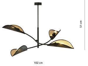 Lotus 4 Black/Gold 1106/4 Lampa Sufitowa Żyrandol Oryginalny Design Abażury