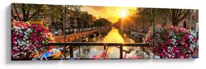 Obraz - Wschód słońca w Amsterdamie (170x50 cm)