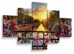 Obraz - Wschód słońca w Amsterdamie (125x70 cm)
