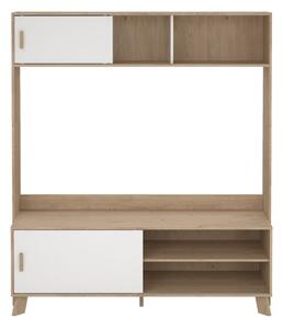 Biało-naturalny zestaw pod TV w dekorze dębu 159x181x48 cm Ikast – Tvilum