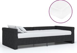 Łóżko dzienne z materacem i USB, czarne, tkanina, 90x200 cm