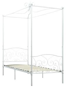 Białe rustykalne łóżko z baldachimem 90x200 cm L0-K77