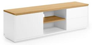 Biała szafka pod TV w dekorze dębu 150x44x36 cm Abilen – Kave Home