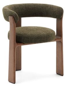 Fotel jadalniany z litego drewna jesionowego z podłokietnikami w kolorze khaki/brązowy Granite – Kave Home