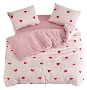 Różowa pościel jednoosobowa z prześcieradłem/3-częściowa 160x220 cm Red Heart – Mila Home