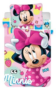 Różowa bawełniana pościel dziecięca do łóżeczka 100x135 cm Minnie "Sweet" – Jerry Fabrics