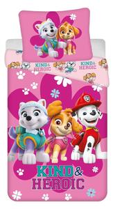 Różowa bawełniana pościel dziecięca jednoosobowa 140x200 cm Paw Patrol "Heroic" – Jerry Fabrics