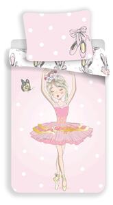 Różowa bawełniana pościel dziecięca jednoosobowa 140x200 cm Ballerina – Jerry Fabrics