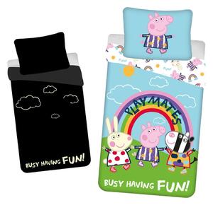 Bawełniana fluorescencyjna pościel dziecięca jednoosobowa 140x200 cm Peppa Pig – Jerry Fabrics