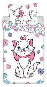 Biała bawełniana pościel dziecięca jednoosobowa 140x200 cm Marie Cat "Floral" – Jerry Fabrics