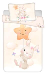 Żółta bawełniana pościel dziecięca do łóżeczka 100x135 cm Bunny "Star" – Jerry Fabrics
