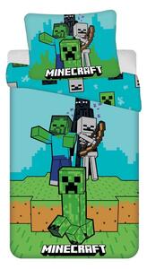 Zielono-niebieska bawełniana pościel dziecięca jednoosobowa 140x200 cm Minecraft "Mobs Here" – Jerry Fabrics