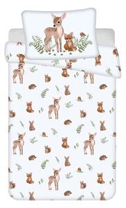 Biało-brązowa bawełniana pościel dziecięca do łóżeczka 100x135 cm Forest Animals – Jerry Fabrics