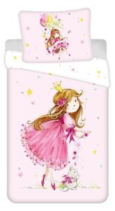 Różowa bawełniana pościel dziecięca jednoosobowa 140x200 cm Fairy – Jerry Fabrics