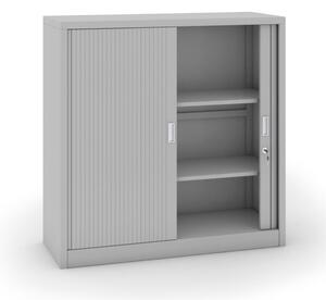 Szafa metalowa z drzwiami rolowanymi, 1200 x 1200 x 450 mm, jasnoszary