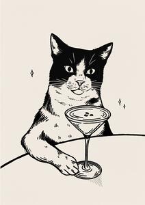 Ilustracja Cat with Martini, Tara Royle