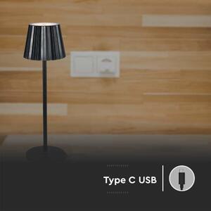 Lampka Biurkowa Nocna V-TAC 4W LED 37cm Ładowanie USB Ściemnianie Czarna VT-1028 3000K-6000K 150lm