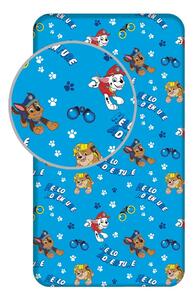 Niebieskie bawełniane prześcieradło dziecięce jednoosobowe z gumką 90x200 cm Paw Patrol – Jerry Fabrics