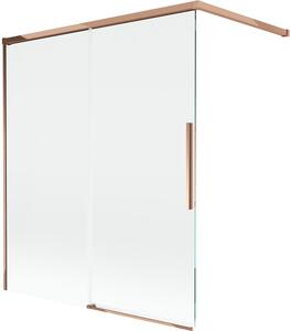 Mexen Rox parawan nawannowy 2-skrzydłowy rozsuwany 140 x 150 cm, transparent, różowe złoto - 8C9-140-003-60-00