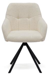 MebleMWM Krzesło tapicerowane obrotowe DC-5123 | Biały baranek boucle