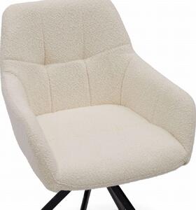 EMWOmeble Krzesło tapicerowane obrotowe DC-5123 | Biały baranek boucle