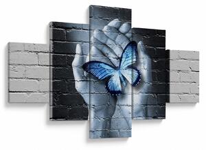 Obraz - Motyl na ścianie (125x70 cm)