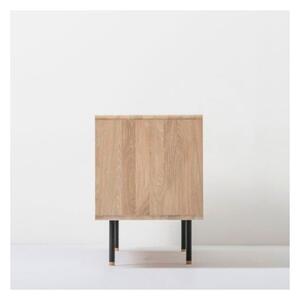 Czarno-naturalna szafka pod TV z litego drewna dębowego 180x64 cm Fina – Gazzda