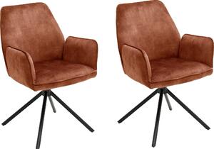 Dwa krzesła w stylu vintage, welurowe - rdzawy brąz