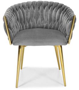 Welurowe krzesło glamour złote nogi ROSA - szare