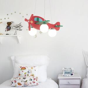 Lampa wisząca do pokoju dziecka czerwony samolot z żarówkami Ideal Lux 136318 Avion-2 3xE14