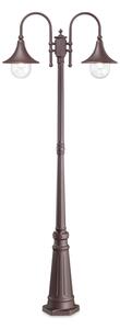 Kawowa zewnętrzna lampa stojąca włoska latarnia ogrodowa Ideal Lux 246840 Cima 2xE27 IP43 216cm
