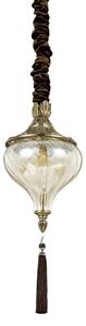 Orientalna lampa wisząca z bursztynowym kloszem i chwostem Ideal Lux 115979 Harem E27 16cm x 103cm