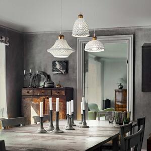 Biała lampa wisząca nad stół z trzema ceramicznymi kloszami Ideal Lux 206875 Lugano 3xE27 35cm x 118cm