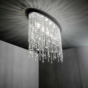 Lampa sufitowa plafon z chromowaną podstawą i wisiorkami z kryształkami Ideal Lux 008370 Rain 3xE14