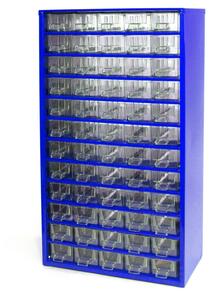 Metalowe szafki z szufladami, 60 szuflad, niebieski