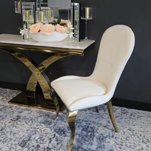 Krzesło glamour Tiffany Gold White - złote krzesło tapicerowane białe