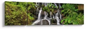 Obraz wodospadów w tropikalnym lesie (170x50 cm)