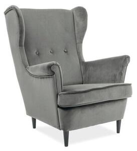 Fotel uszak LORD VELVET szary