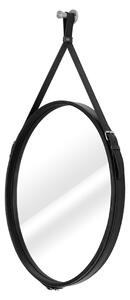 Czarne okrągłe lustro ze skórzanym uchwytem ESHA Średnica lustra: 40 cm