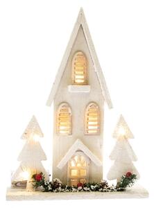 Drewniany domek LED Christmas cottage biała, 36 x 27 x 7 cm