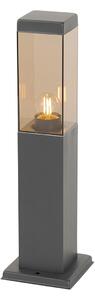 Zewnetrzna Moderne buitenlamp paal donkergrijs met smoke 45 cm - Malios Oswietlenie zewnetrzne