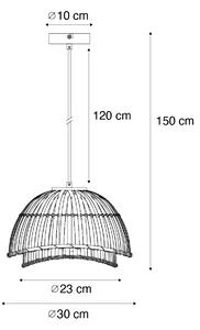 Orientalna lampa wisząca czarna z naturalnym bambusem 30 cm - Pua Oswietlenie wewnetrzne