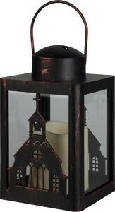 Lampion ze świecą LED Church czarny, 10 x 16 x 10 cm